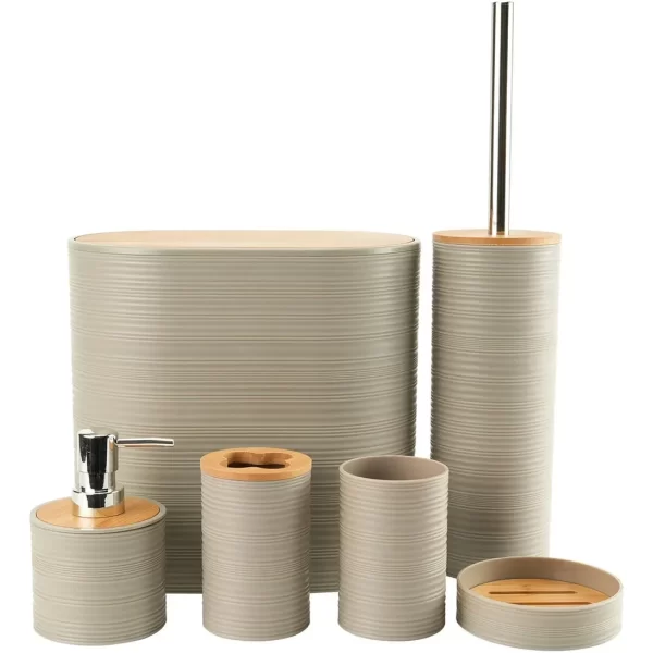 Set Baño Accesorios Juego 6 Piezas Bambu 5003 Baige